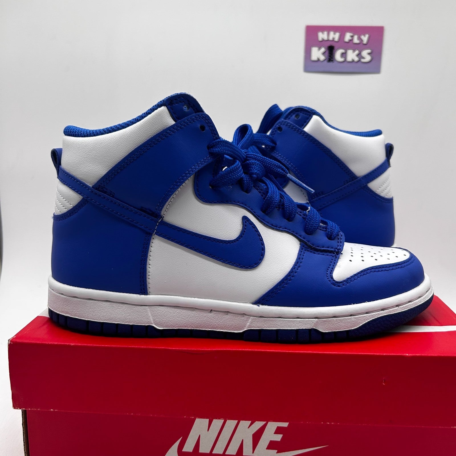Size 5Y Nike Dunk High GS Kentucky White/Game Royal-Total Orange