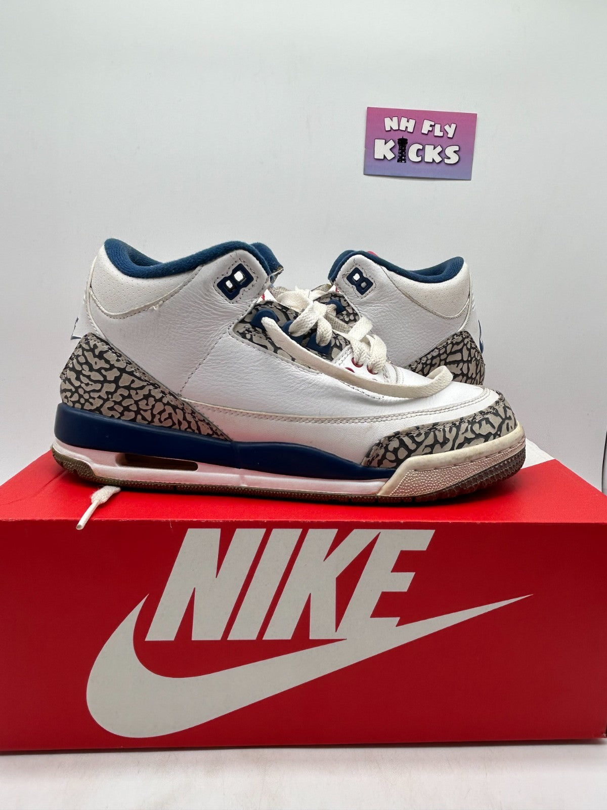 Size 5Y  Nike Air Jordan 3 Retro White/Gray/Blue