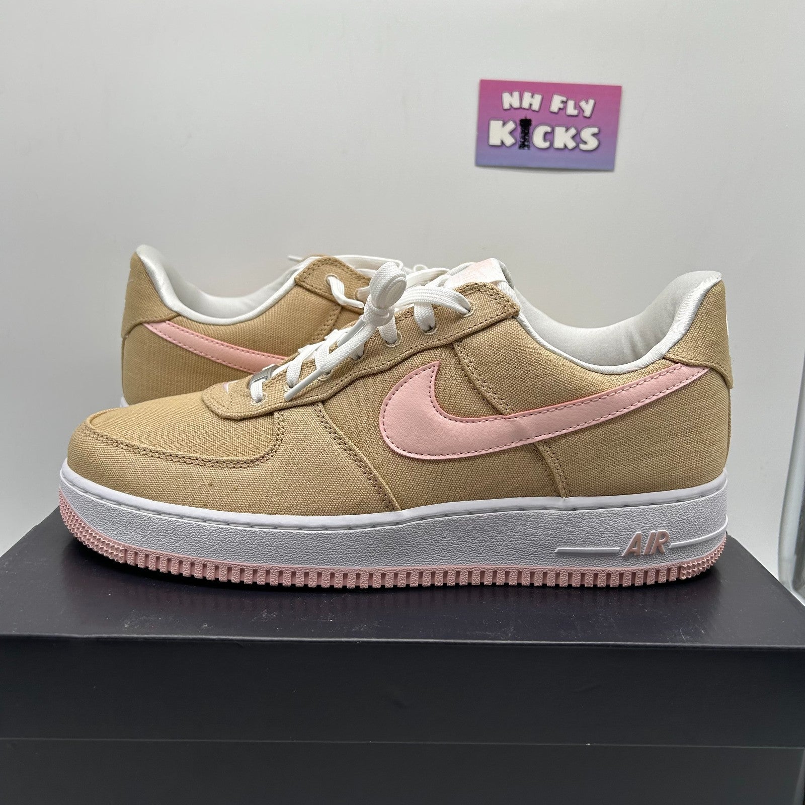 Size 11.5 Nike Air Force 1 Low Linen Canvas Atmosphere-White NEW