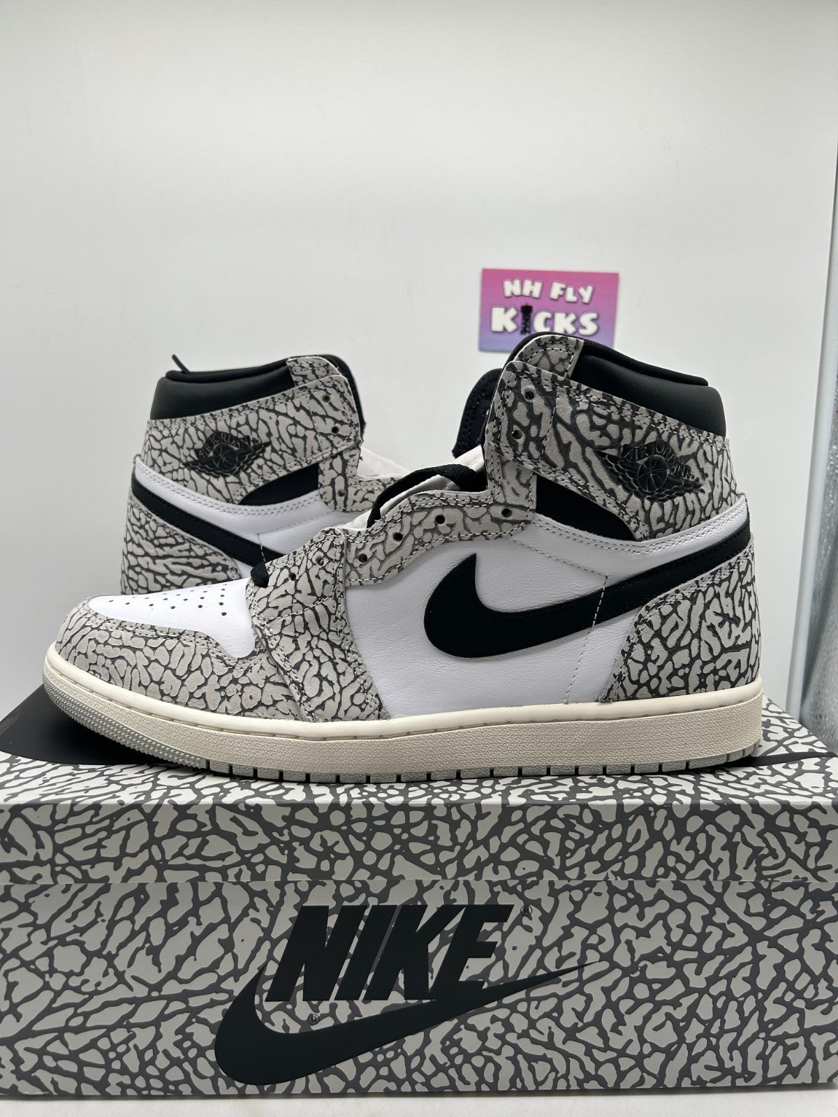 Size 12.5 Nike Air Jordan 1 White Cement Retro High OG Tech Gray Black  NEW