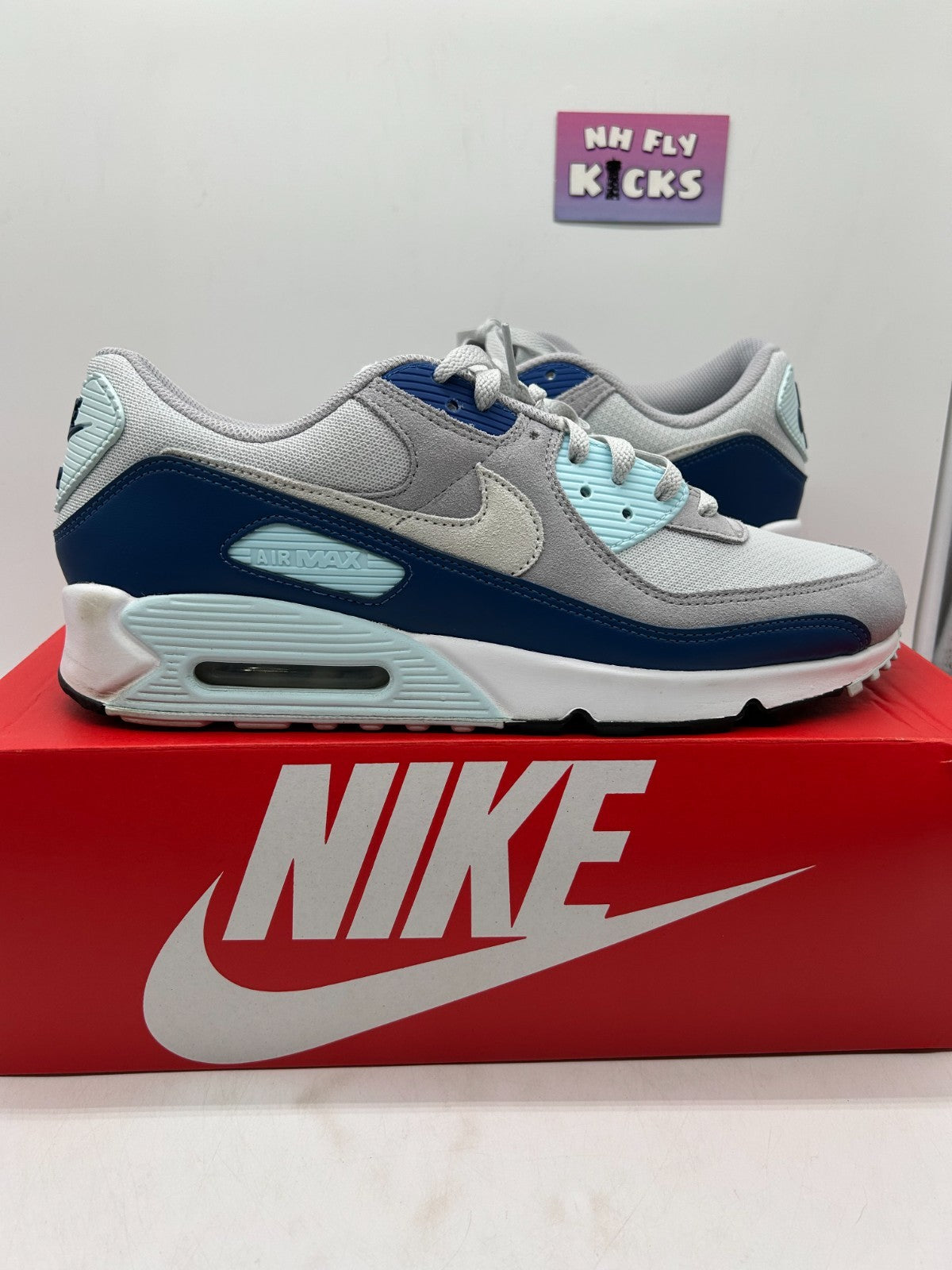 Size 12-Nike Air Max 90 Pure Platinum White Blue