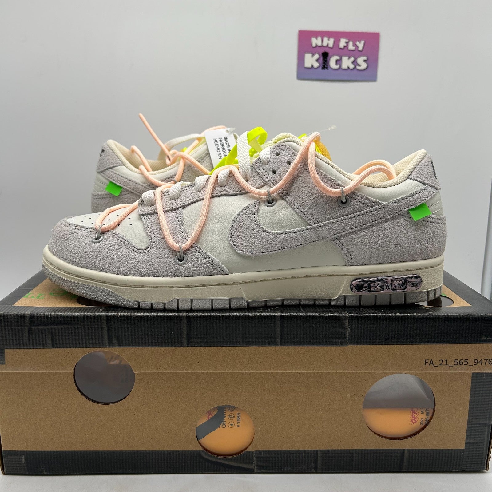 Size 9.5 Nike Dunk Low Off-White Lot 12 Sail/Neutral Grey-Crimson Tint NEW