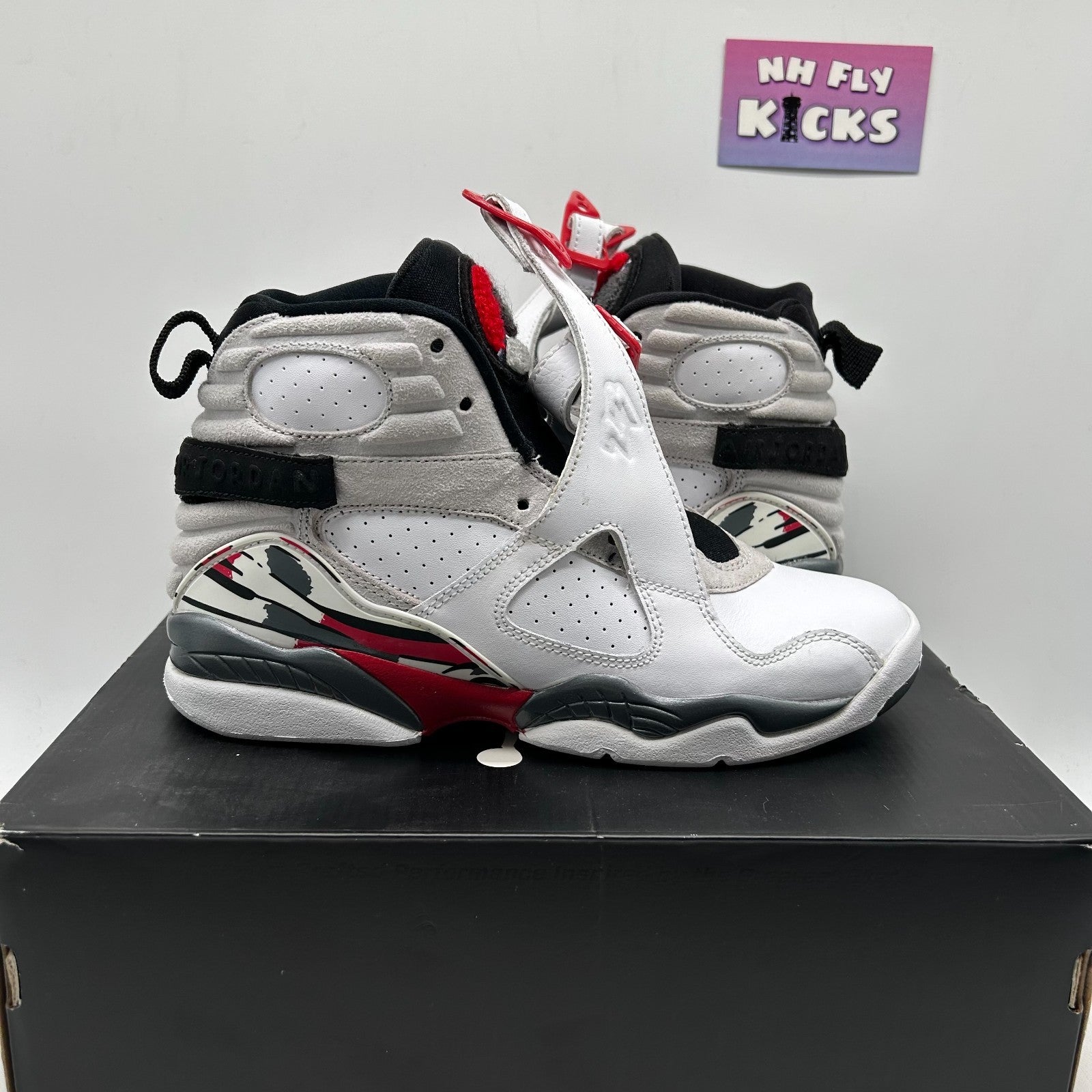 Size 5Y Air Jordan 8 Retro High Countdown Pack White/Black-True Red