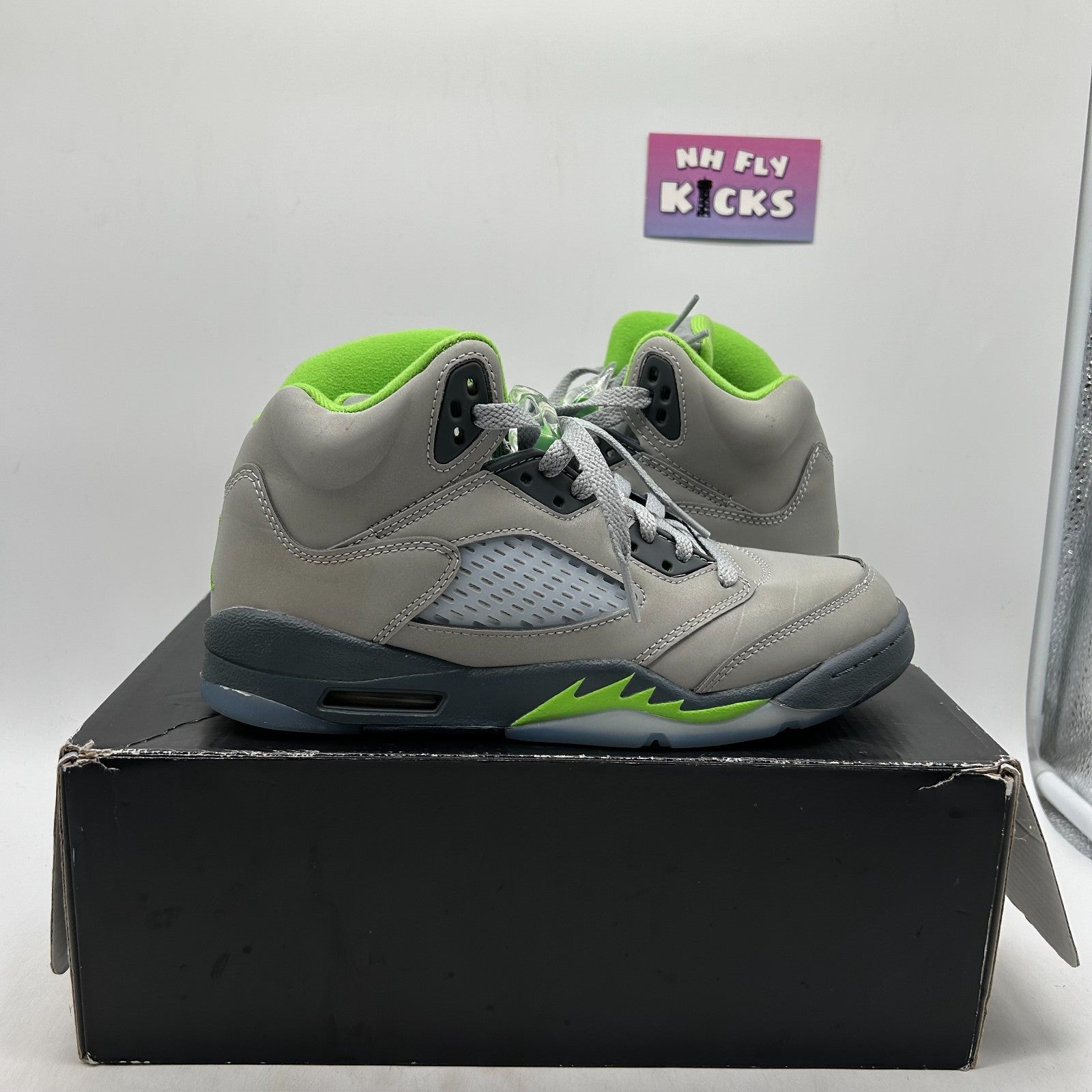 Size 6Y Air Jordan 5 Retro Silver/Green Bean-Flint Gray