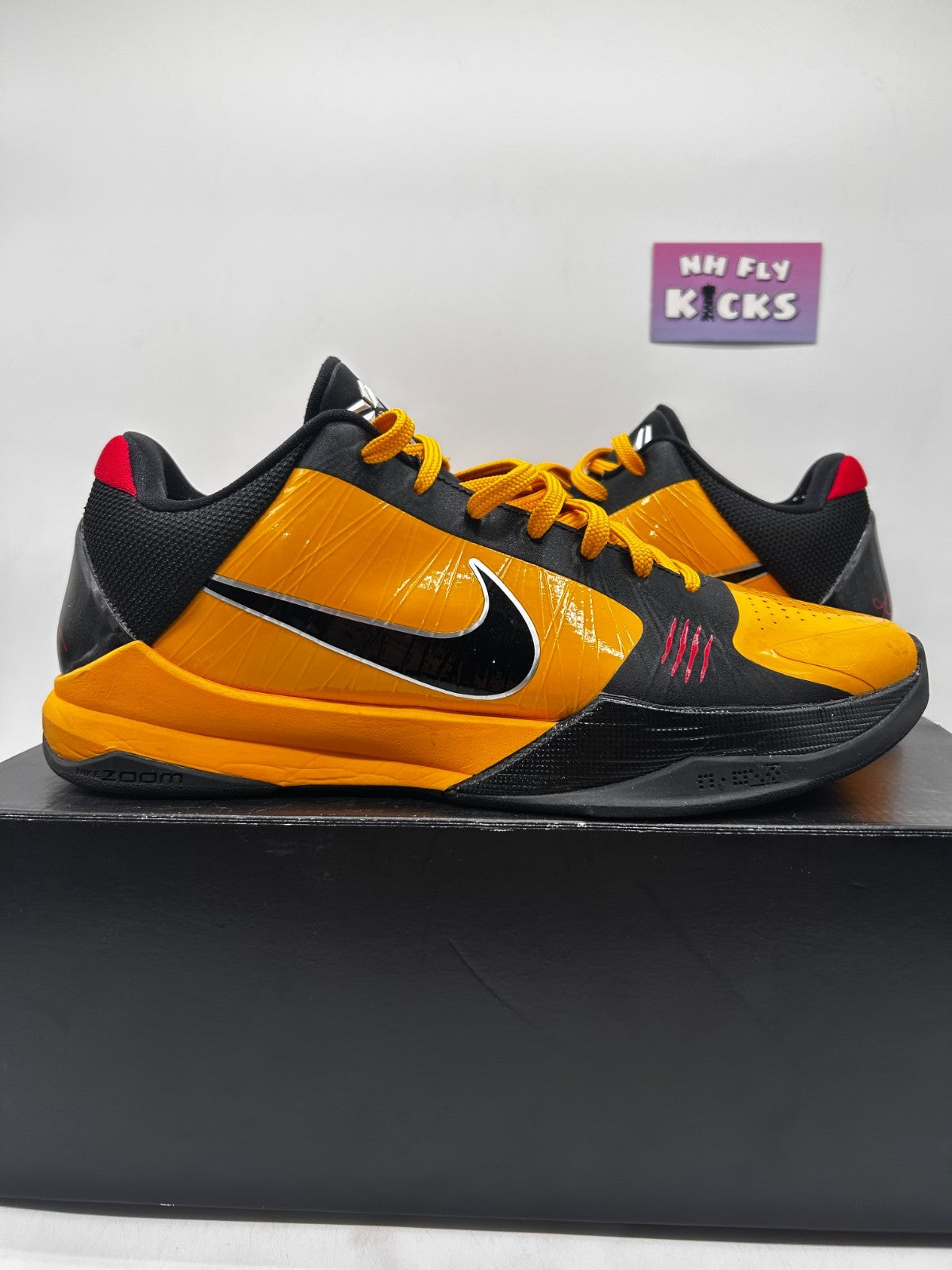 Size-10 Nike Kobe V Protro Bruce Lee Del Sol/Black Metallic Silver
