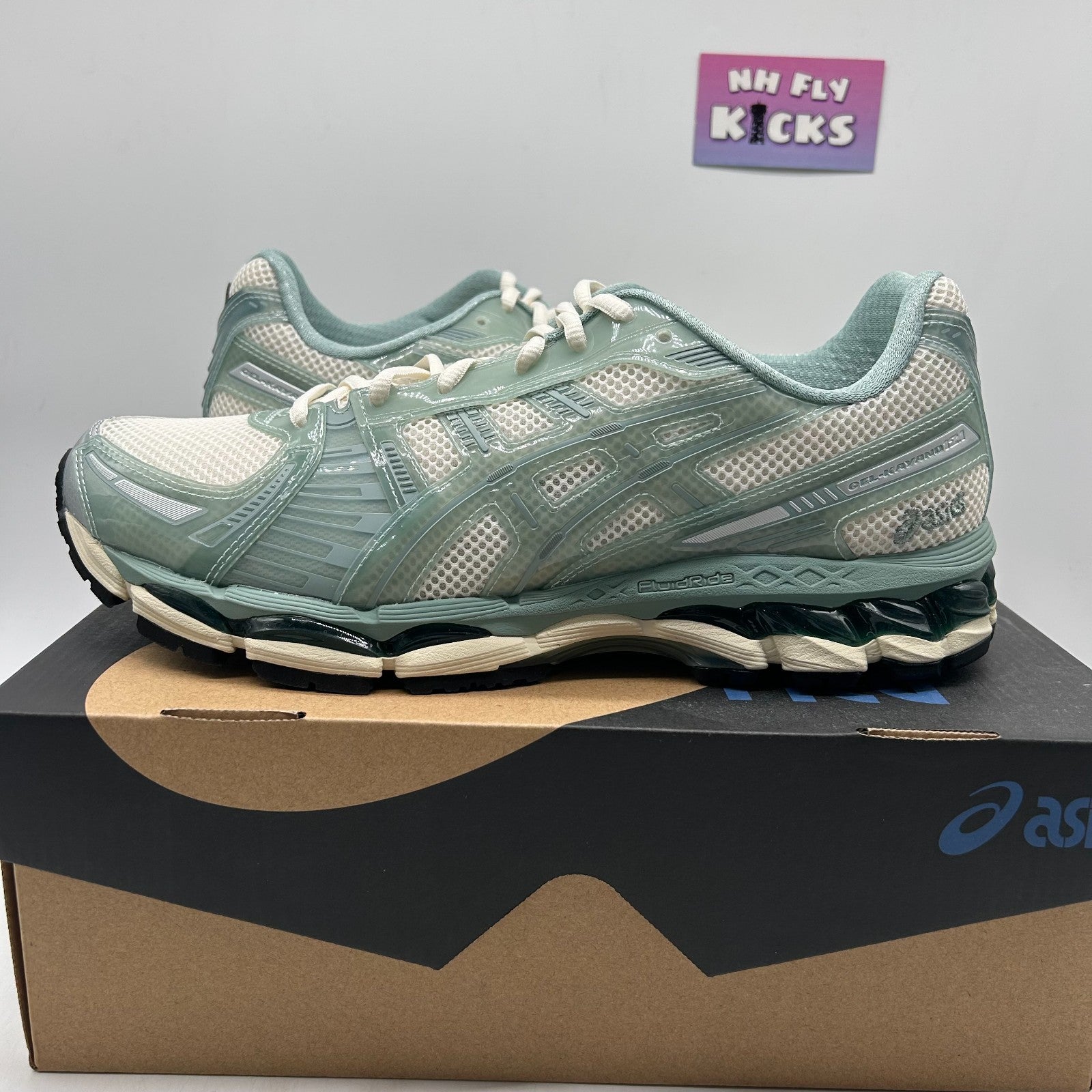 Size 11.5 Kith Ronnie Fieg ASICS GEL-KAYANO 12.1 Cream/Sage NEW