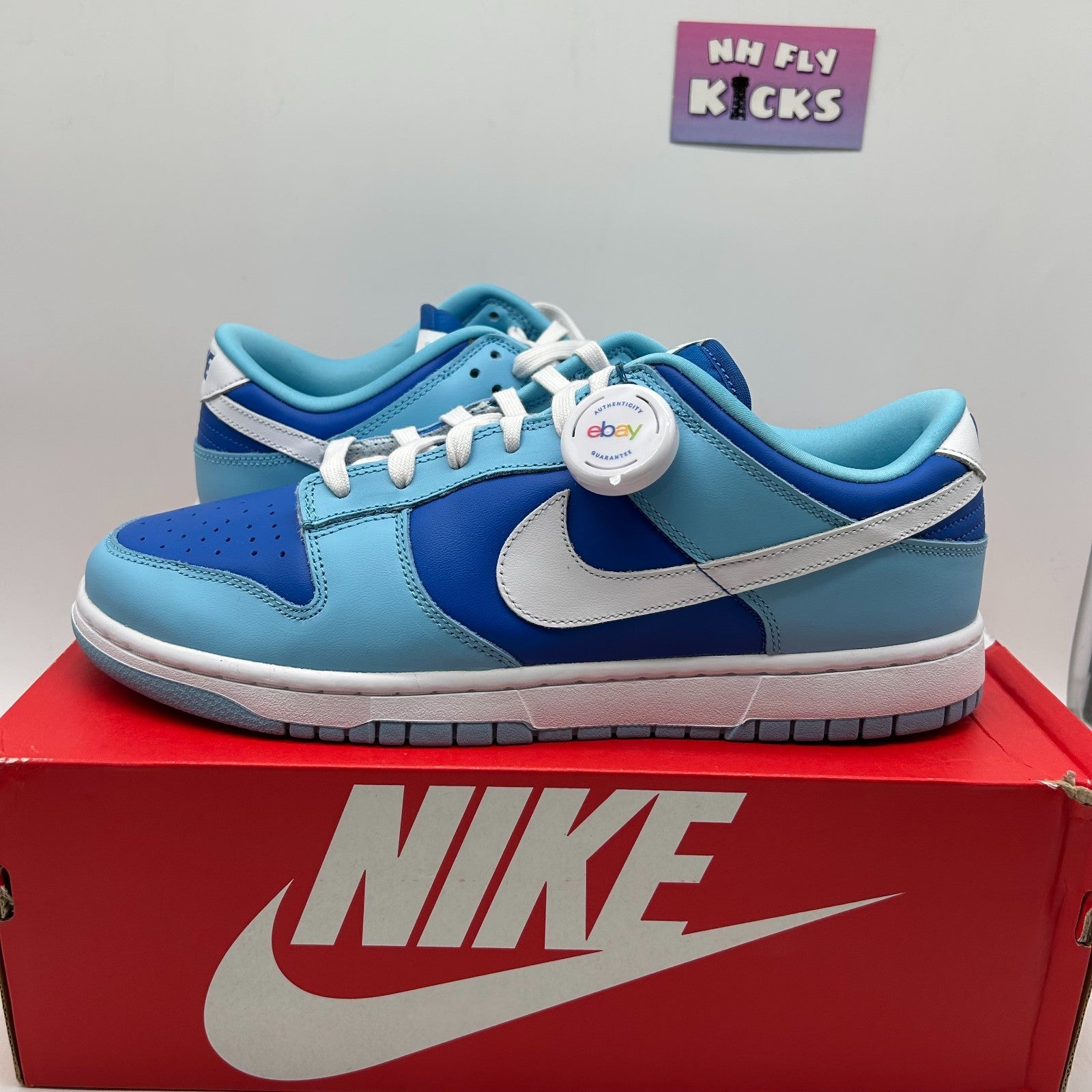 Size 11.5 Nike Dunk Low Retro QS White-Argon/Blue Flash NEW